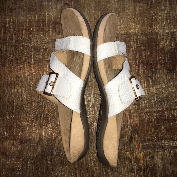 Vionic Skylar Slide Orthopedic Sandal Womens 8 W Ivory White Croc Snake Comfort - Picture 6 of 8